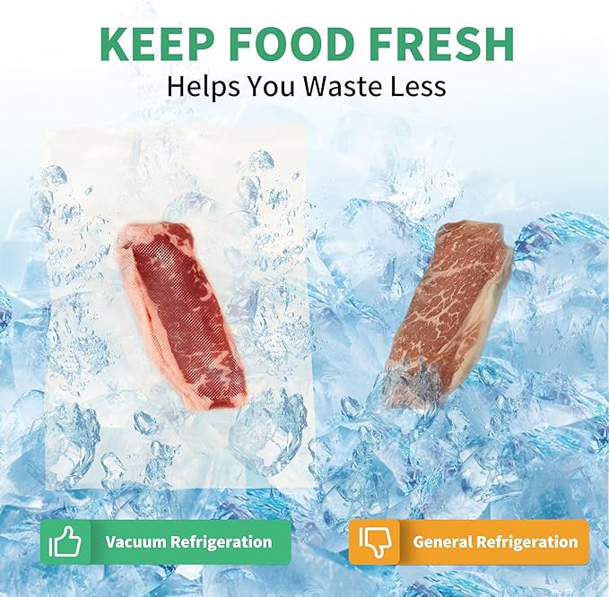 VanruVida Vacuum Sealer Bags, 50 Count 10” x 14”,BPA Free,Commercial Grade Textured PreCut Bag with Double Tear Notches, Perfect for Food Storage, Freezer, Meal Prep, or Sous Vide