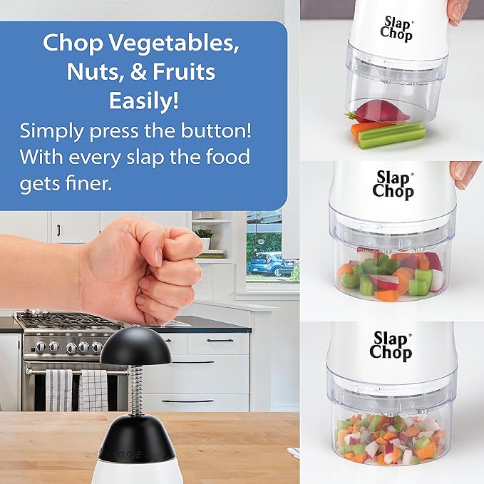Original Slap Chop Slicer Chopper with Stainless Steel Blades & Butterfly Opening for Easy Cleaning - Vegetable Chopper Gadget, Mini Chopper for Salads - Kitchen Accessory