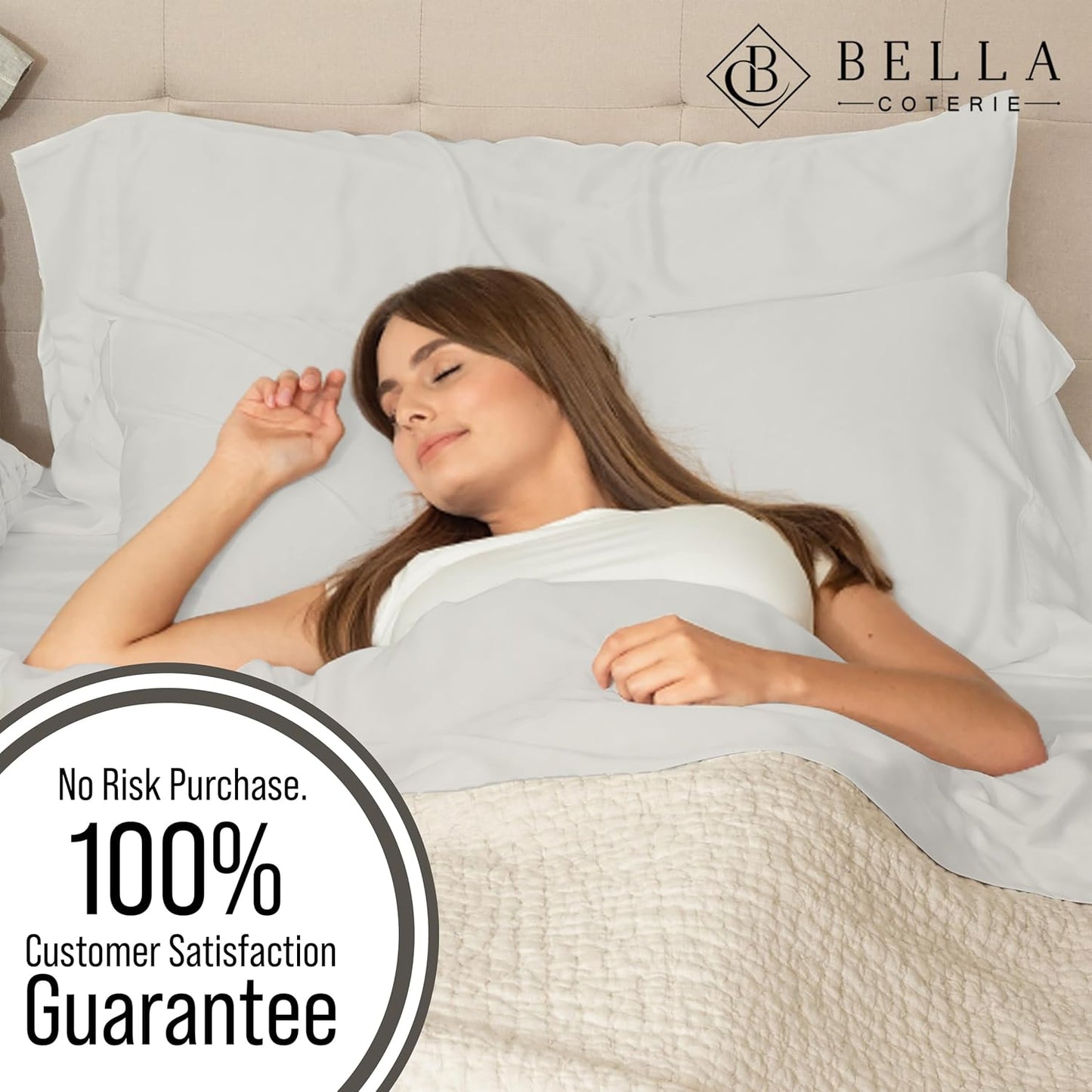 Bella Coterie Luxury Bamboo Viscose Queen Size Sheet Set | 100% Organically Grown | Ultra Soft | Cooling for Hot Sleepers | 18" Deep Pocket [Grey Mist]