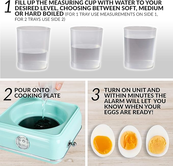 Nostalgia CLEC14AQ Retro Premium 14 Capacity Electric Large Hard-Boiled Egg Cooker, Poached, Scrambled, Omelets, Whites, Sandwiches, for Keto & Low-Carb Diets, Aqua