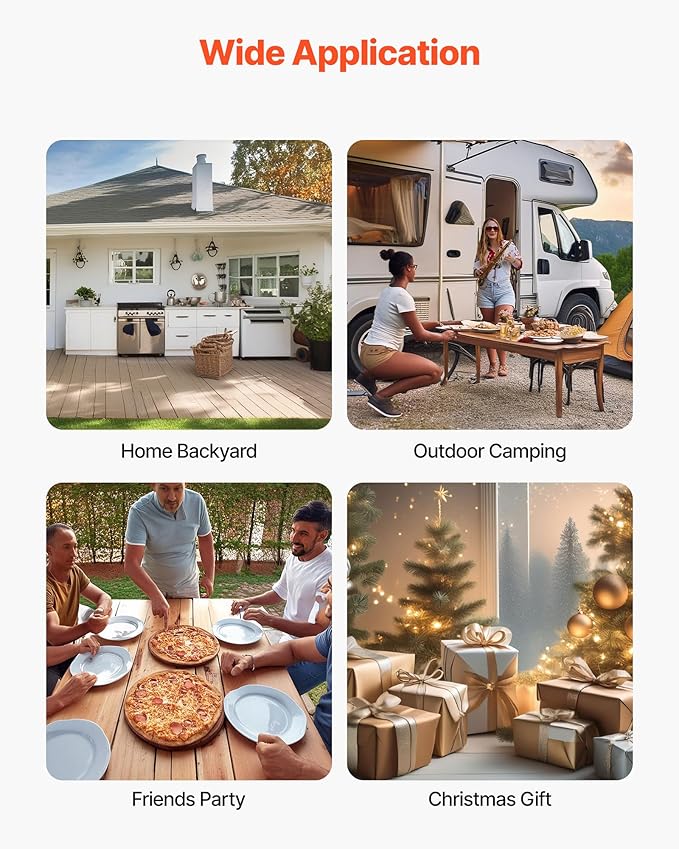 VEVOR Wood-Fired Pizza Oven Outdoor, 12" Auto Rotate Pizza Ovens, Portable Pellet Pizza Maker with Thermometer & Electric Rotating System, Pizza Stone, Carry Bag & Shovel for Backyard, Patio, Camping