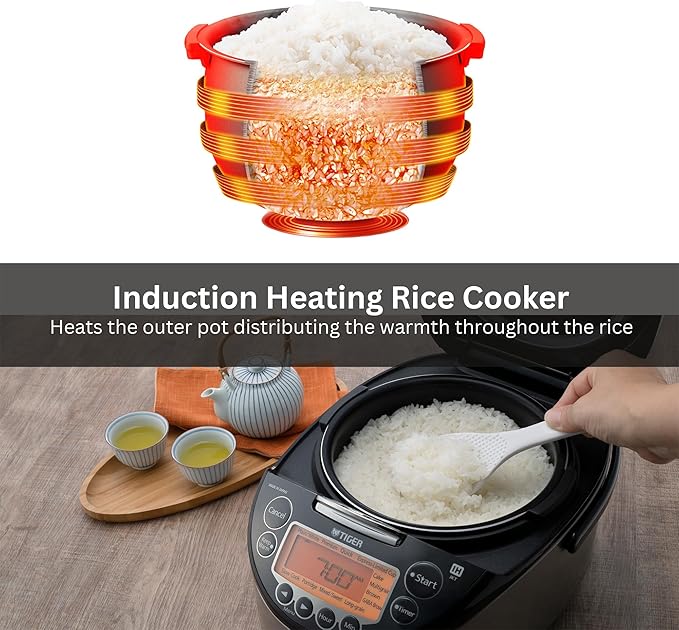 Tiger JKT-D Multi-Functional Induction Heating (IH) Electric Rice Cooker with 12 Cooking Settings (Silver Black)