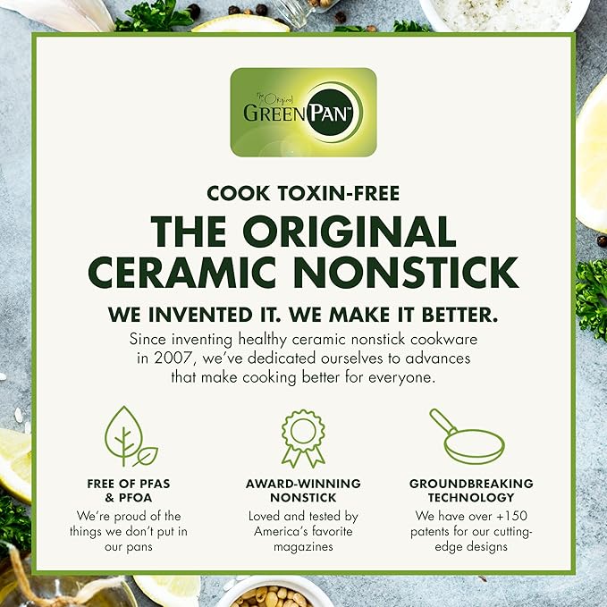 GreenPan 8" Tempered Glass Lid for Pots and Pans Cookware, Gold-Tone Handle with Matte Finish, Dishwasher and Oven Safe