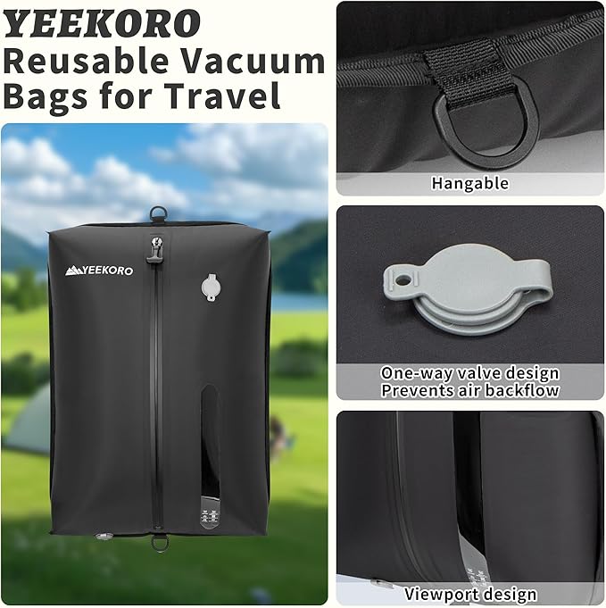 Vacuum Bag for Travel, Professional IPX8 Waterproof Reusable Vacuum Compression Bags for Travel Suitcases, Durable Space Saver Bag(1 Large,No Pump)