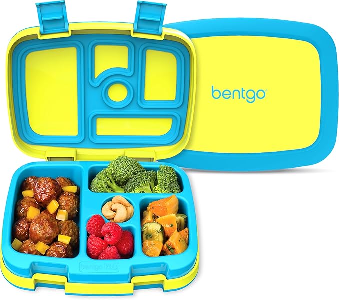 Bentgo Kids Bento-Style 5-Compartment Leak-Proof Lunch Box - Ideal Portion Sizes for Ages 3 to 7 - Durable, Drop-Proof, Dishwasher Safe, PFAS & BPA-Free & Made with Food-Safe Materials (Citrus Yellow)