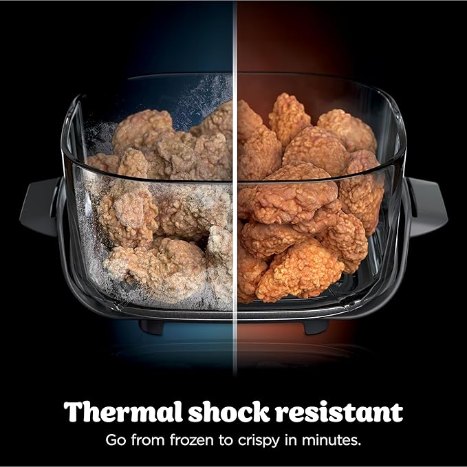 Ninja Crispi Pro 6-in-1 Glass Air Fryer | 450°F, Nontoxic, 6qt & 2.5qt Containers & Lids | Microwave, Freezer, Dishwasher Safe | Max Crisp, Air Fry, Bake, Roast, Recrisp, Dehydrate |Cyberspace AS101CY