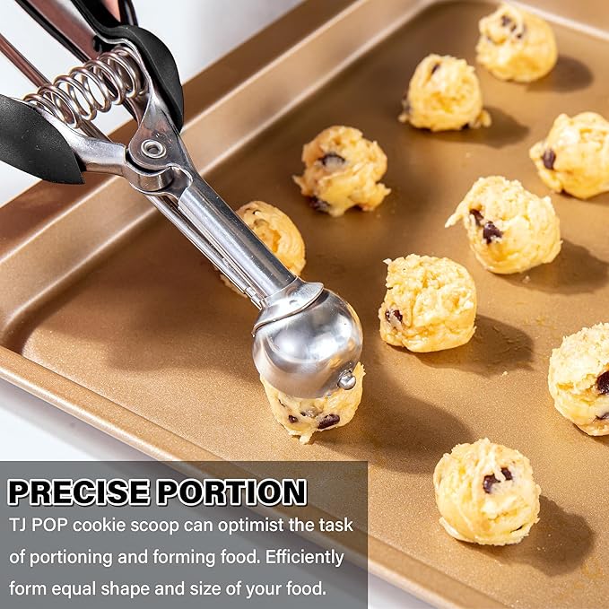Extra Small Cookie Scoop 1 tsp, Professional Stainless Steel Tiny Ice Cream Scoop 25mm, Melon Baller Scoop Good Soft Grips, Quick Trigger Release