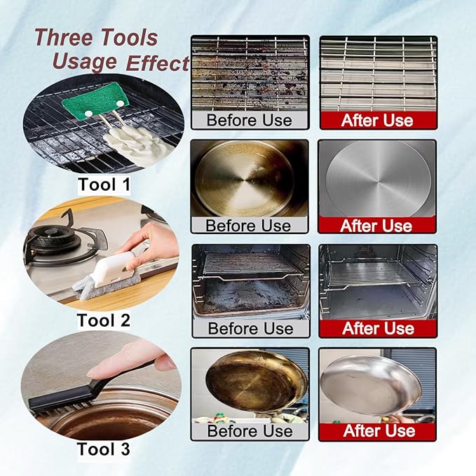 16PCS Kitchen Utensils Set with Scouring Pads,Mini Wire Brushes,Reusable & Durable Cleaning Tools for Household and Kitchen