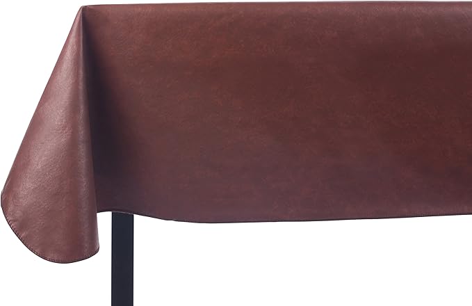 Yourtablecloth Heavy Duty Vinyl Rectangle or Square Tablecloth – 6 Gauge Heavy Duty Tablecloth – Flannel Backed – Wipeable Tablecloth with Vivid Colors & Many Sizes 52 x 90 Rust Print