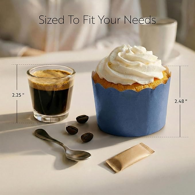 Restaurantware Baking Cups 200 Pack of 10 oz Paper Cupcake Liners Greaseproof Scalloped Oven-Safe Elegant Dessert Muffin Cups Disposable for Parties