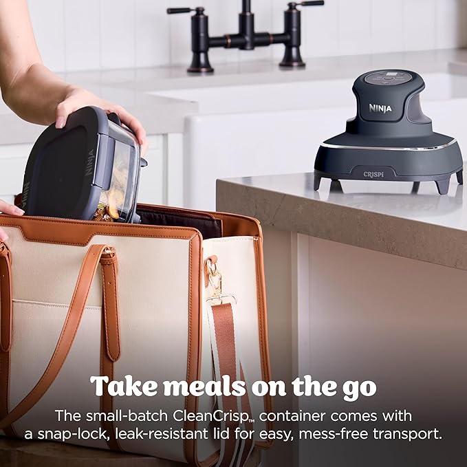 Ninja Crispi 4-in-1 Glass Air Fryer | 450°F | Non-Toxic | 4QT & 6-Cup Glass Containers w/Lids | Microwave, Freezer, Dishwasher Safe | Max Crisp, Air Fry, Bake, Recrisp | Cyberspace Gray, FN101GY