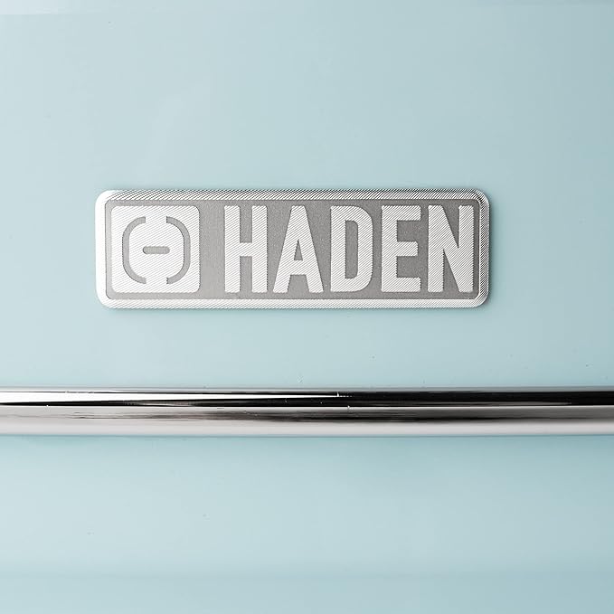 Haden Heritage 2 Slice Wide Slot Stainless Steel Toaster with Adjustable Browning Control & Non-Slip Feet, Turquoise & Chrome