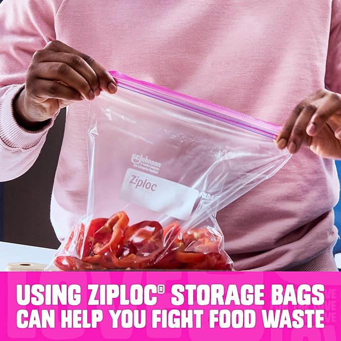 Ziploc Gallon Food Storage Bags, Stay Open Design with Stand-Up Bottom, Easy to Fill, 162 Count (Packaging May Vary)