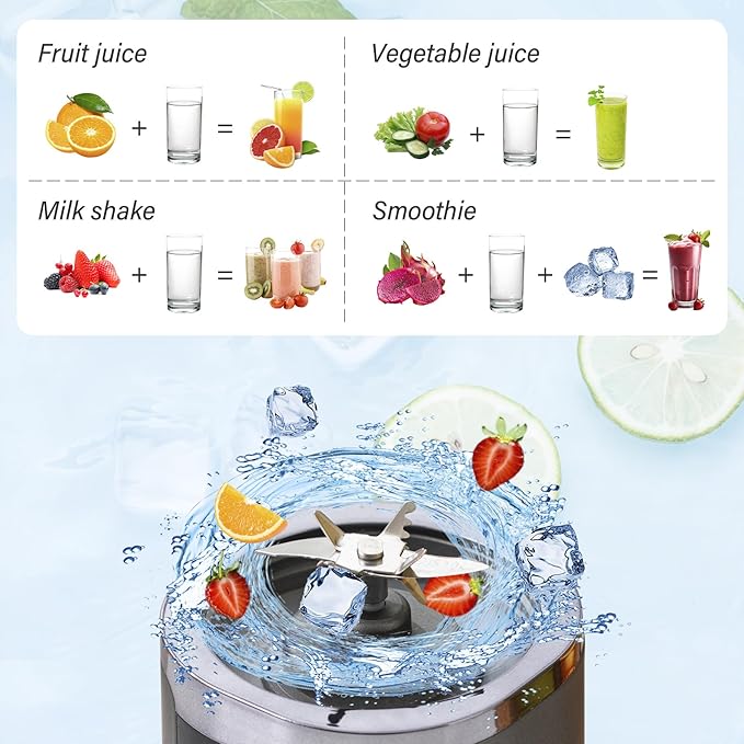 Portable Blender 500ml Cordless – 10 Steel Blades Mini Blender for Smoothies & Protein Shakes, Rechargeable Personal Crushes Ice/Frozen Fruit, Leakproof Travel Mug with Sip Spout