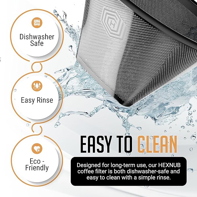 HEXNUB Reusable #4 Coffee Filter for Technivorm Moccamaster KBGV, KBT Coffee Machines, Durable Stainless Steel Mesh Metal Filter