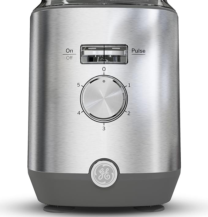 GE 5-Speed Blender + (2) 16 Ounce Blender Cups | Kitchen Essentials for Shakes, Smoothies & More | Large 64 oz Tritan Jar, 8-10 Servings | Stainless Steel Blades & Exterior Finish| 1000 Watts