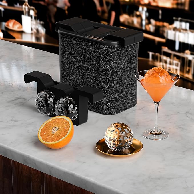 Bangp Clear Ice Ball Maker Mold,Crystal-clear Ice Cube Maker,2 Distinctive 2.4" Clear Sphere Ice Cubes for Cocktails and Drinks,Fun Shapes Ice Ball Mold,Whiskey Gifts for Men