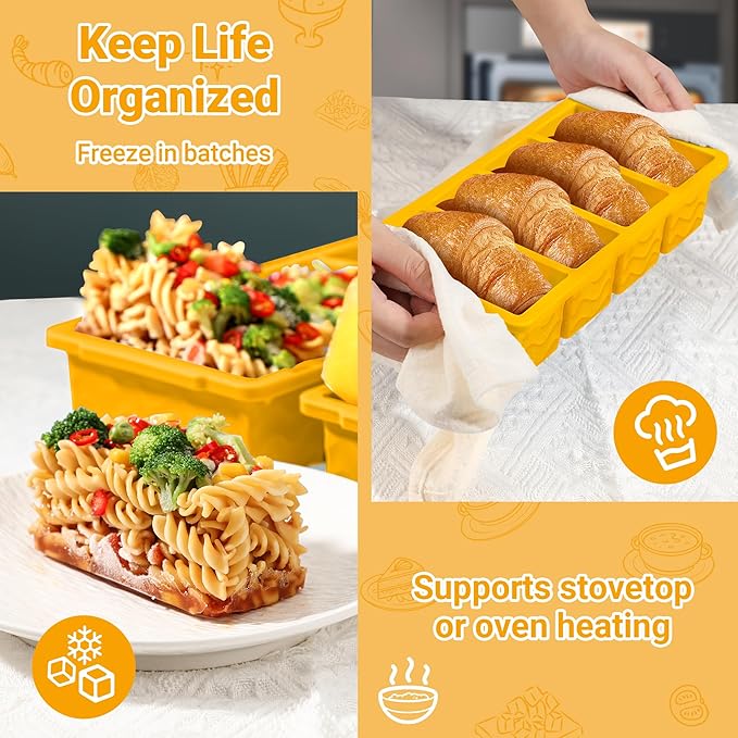 Doasuwish Silicone Freezer Tray for Soup with Lid – 1-Cup Soup Container Cube Style Ice Cube Trays for Freezer, Meal Prep & Food Storage, Freeze 250mL/125mL Portions – 2 Pack