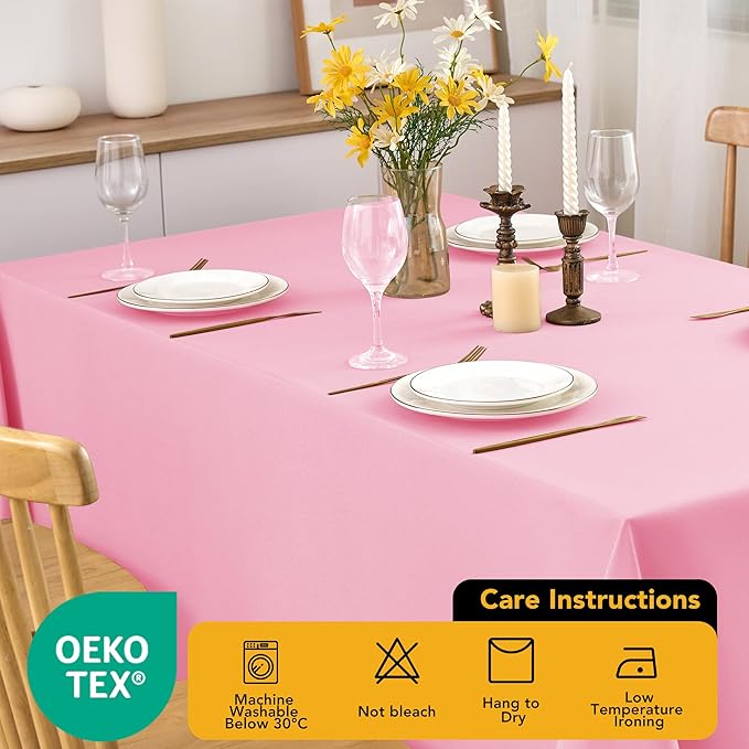 10-Pack Pink Tablecloths for Rectangle Tables, 60 x 84 Inches, Stain-Resistant Polyester Fabric for 4 Foot Tables - Washable Table Covers for Weddings, Banquets, Birthday Parties, Events