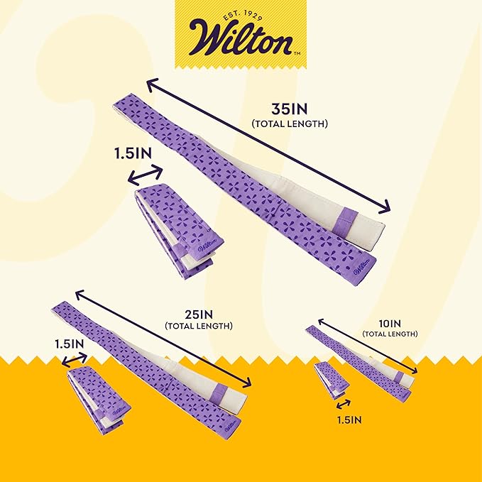 Wilton Bake-Even Cake Pan Strips - Use Cake Strips on Baking Pans for Evenly Baked Cakes, 6-Piece Set, (2) 35 x 1.5-Inch, (2) 25 x 1.5-Inch and (2) 10 x 1.5-Inch