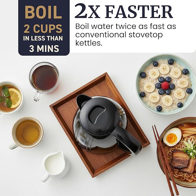 Elite Gourmet EKT5051 1.7L Electric Water Kettle, BPA-Free, Fast Boil, Auto Shut-Off, Boil-dry Protection, 360° Swivel Base with Cordless Serving, Clear-view Window with Water Level Markings, Black