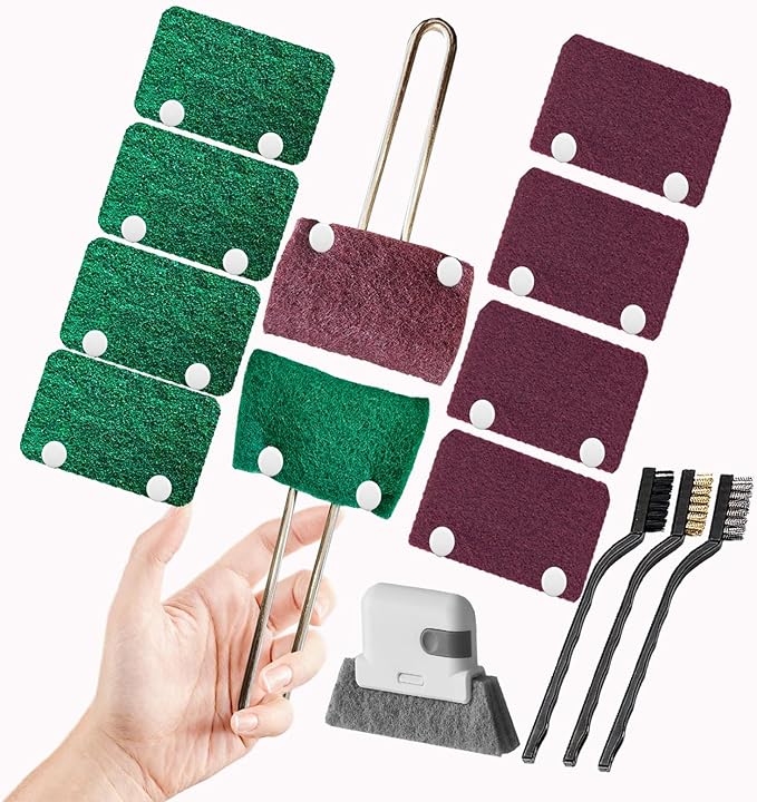 16PCS Kitchen Utensils Set with Scouring Pads,Mini Wire Brushes,Reusable & Durable Cleaning Tools for Household and Kitchen