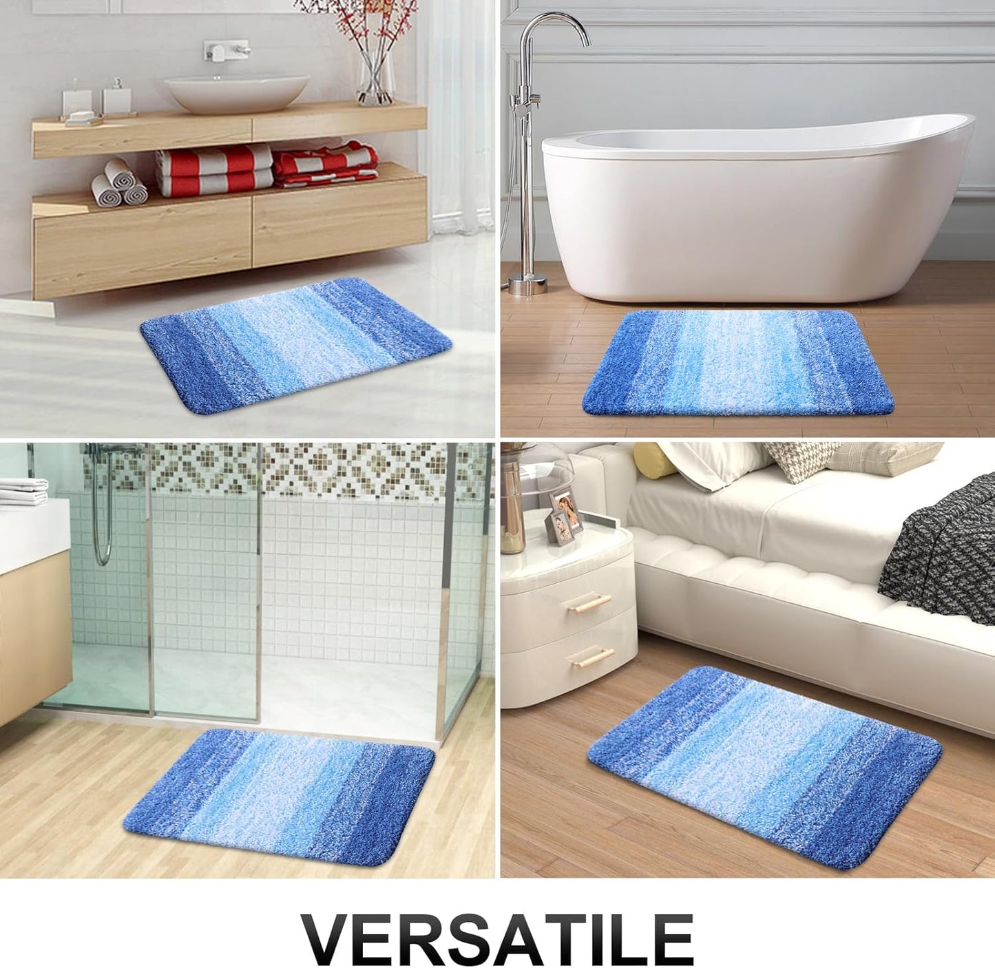 OLANLY Bathroom Runner Rugs 59x24, Extra Soft Absorbent Microfiber Bath Rugs, Rubber Backing, Quick Dry, Washable Bath Mats for Bathroom Floor, Tub and Shower, Home Decor Accessories, Light Royal Blue