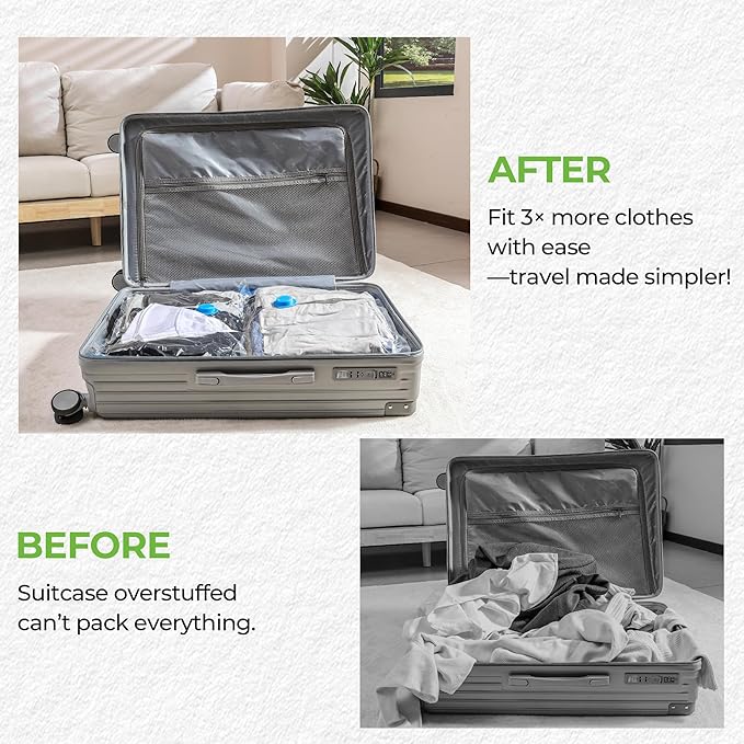 Vacuum Storage Bags for Travel - 15 Pack Compression Packing with Wireless Electric Pump for Luggage Vacuum Seal Bags for Clothes Suitcase Space Saver Organizer 5 XSmall/5 Small/5 Medium