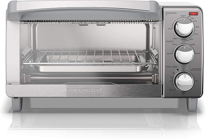 BLACK+DECKER 4-Slice Toaster Oven with Natural Convection, Stainless Steel, TO1760SS (TO1760SST-1)