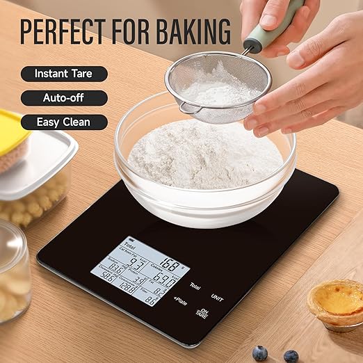 EILISON Smart Kitchen Scale with Nutrition Calculator, Digital Food Scale, Large TFT Color Display, Bluetooth App for 999+ Foods, Calorie Counter & 24 Nutrients Analyzer, 5000g Cap (Kitchen Black)