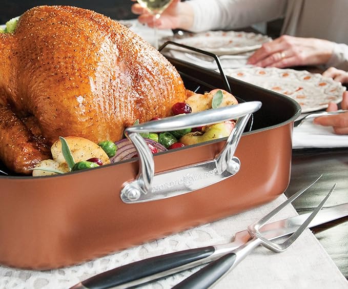 Nordic Ware Turkey Roaster with Rack, Copper
