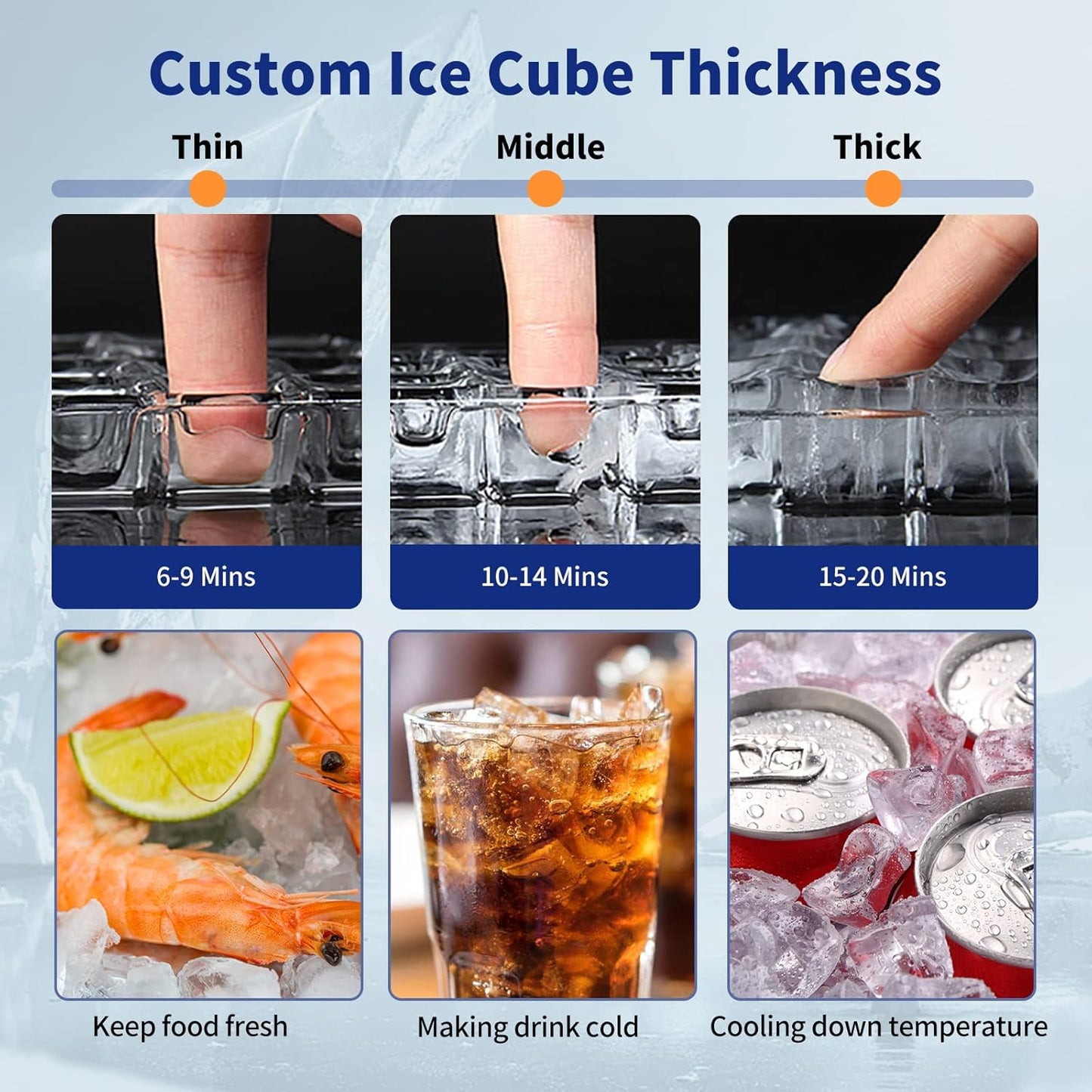 Commercail Ice Maker 160Lbs/24H with 35Lbs Ice Capacity,Upgraded 15" Wide Under Counter Ice Machine 63Pcs Ice Cubes, Commercial Ice Machine Self Clean Stainless Steel Built-in or Freestanding