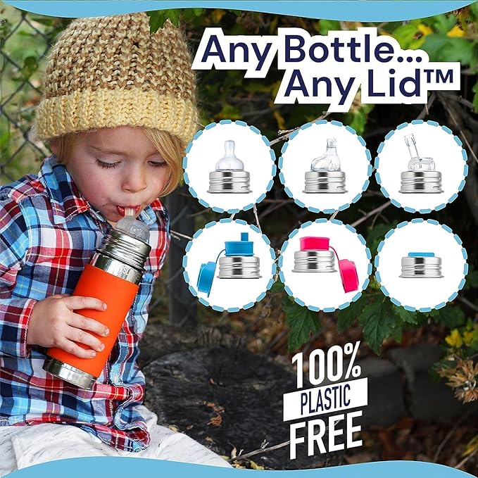 Pura Kid Insulated Stainless Steel Bottle - Plastic-Free, Silicone Straw, Anti-Colic, Unicorn