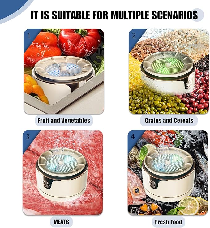 Fruit and Vegetable Washing Machine, Upgrade Titanium Electrolysis Purification Fruit Cleaner Device Waterproof Fruit and Vegetable Purifier Clean Fresh Produce in Water (Cream Color)