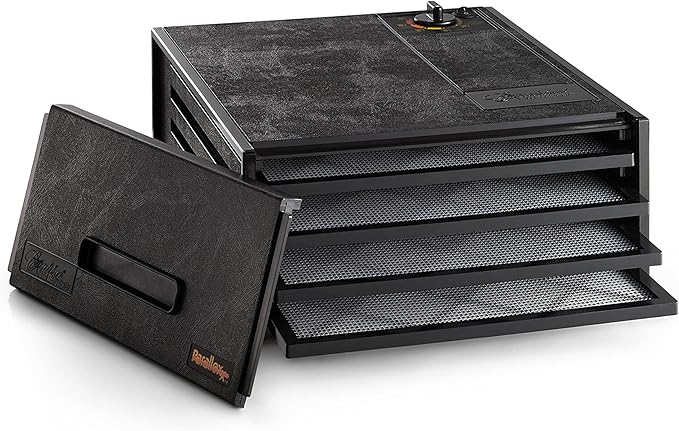 Excalibur Electric Food Dehydrator Machine 4-Tray with Adjustable Thermostat, Accurate Temperature Control and Fast Drying with 4 Square Feet of Drying Space, 250-Watts, Black