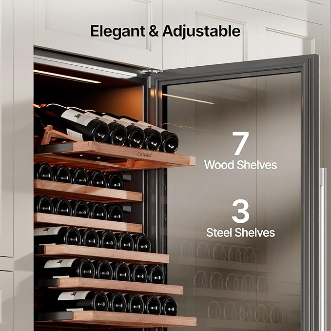 Ca'Lefort 24 Inch Wine & Beverage Refrigerator - 185 Can + 77 Bottle Dual Zone 34-65°F Cooler, 10 Adjustable Shelves & 3 LED Lights, Energy Star Certified Built-in/Freestanding for Home/Bar/Kitchen