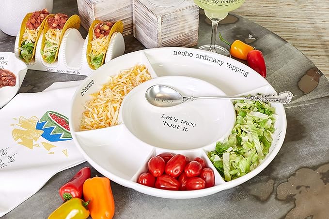 Mud Pie Taco bar Condiment Serving Platter, White
