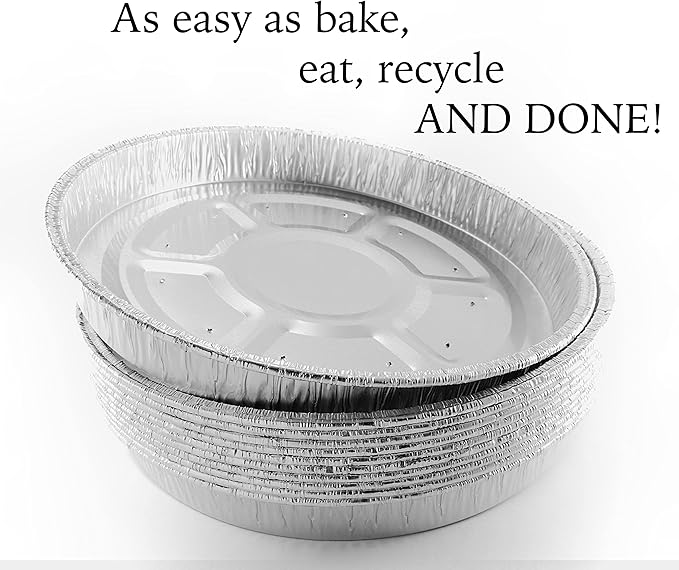 9" Aluminum Foil Pie Tins (25 Pack), Disposable Aluminum Pie Pans, Foil Pans for Baking, Cooking, Freezer Safe, Round Foil Pans, Foil Plates Perfect for Quiche, Tarts, Pies, & Takeout Spare Essentials