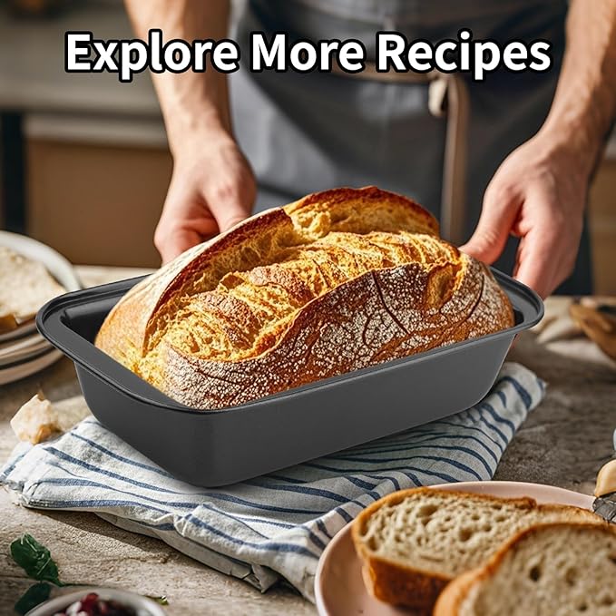 Novery 2PCS Nonstick Bread Pan - 8” x 4” Carbon Steel Loaf Baking Pans, Dishes，Rectangle Baking Supplies for Homemade Bread, Meatloaf, Cakes, Sourdough, Brownies, and Lasagnas