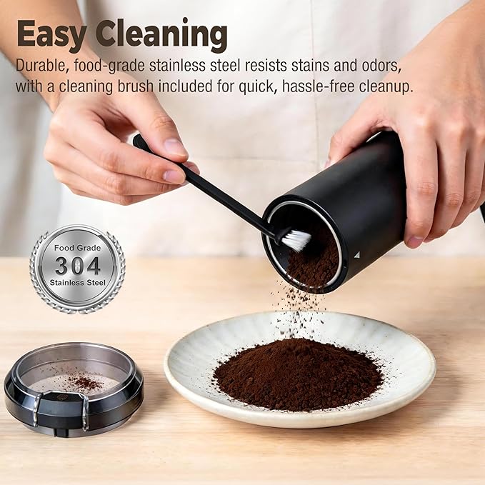 HAUSHOF Coffee Grinder Electric, One Touch Coffee Bean Grinder for Beans, Spices, Herbs and Seeds, Compact Design, with Clean Brush Black