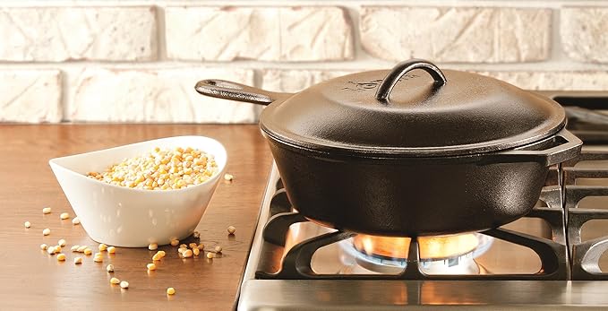 Lodge Pre-Seasoned Cast Iron Lid - Cast Iron Lid for Skillet, Grill Pan, Griddle, and Dutch Oven - 8 Inch