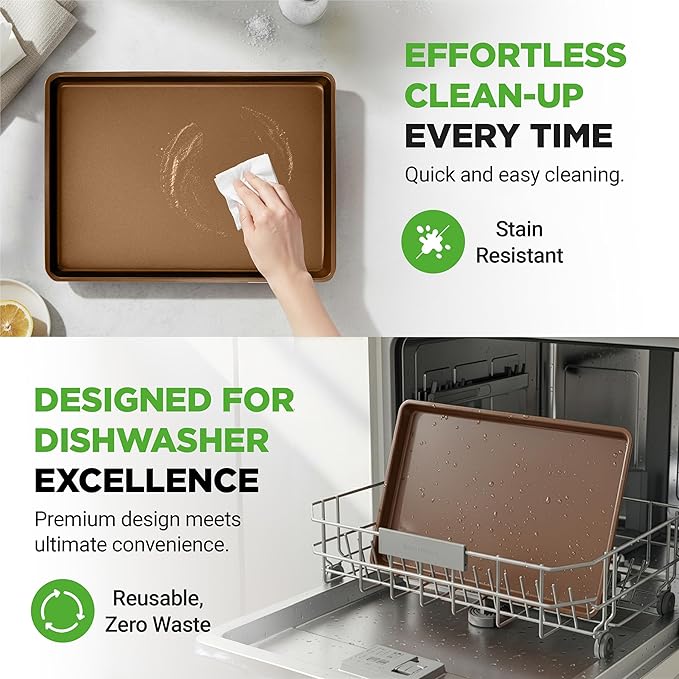 NutriChef Nonstick Extra Large Baking Sheets – 22 x 16 Inch Mega Cookie Sheet Pans for Baking & Roasting – Warp-Resistant Thick Gauge Cookie Tray Set , Oven & Dishwasher Safe – 2 Pack
