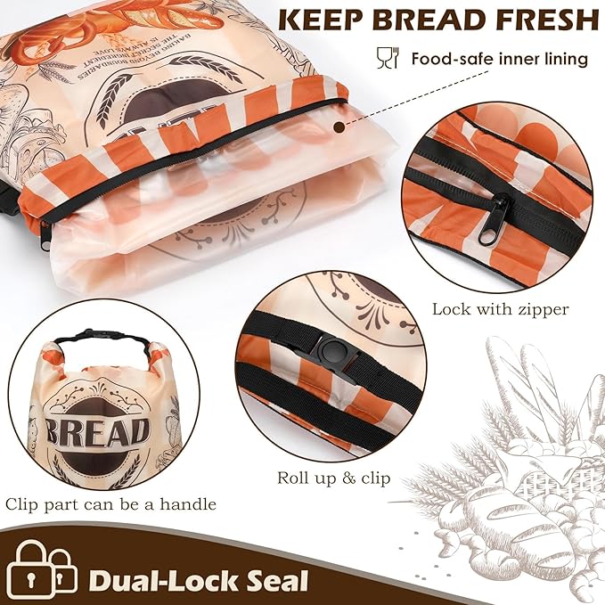 2 Pack Reusable Bread Bags for Homemade Bread, 17"×13" Sourdough Bread Storage Bags with Bowl Cover - Keep Loaf Fresh and Easy to Wash(Loaf Bread Style)