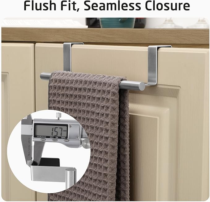 KES Over The Cabinet Door Towel Rack, Kitchen Towel Holder, Over The Cabinet Door Kitchen Towel Bar SUS304 Stainless Steel 2 Pack Brushed Finish, KTH200S26-2-P2