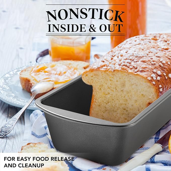 Tiawudi Extra Large Bread Pan, 13" x 5" Long Loaf Pan, Nonstick Baking Pan, Rectangular Loaf Tin, Set of 2