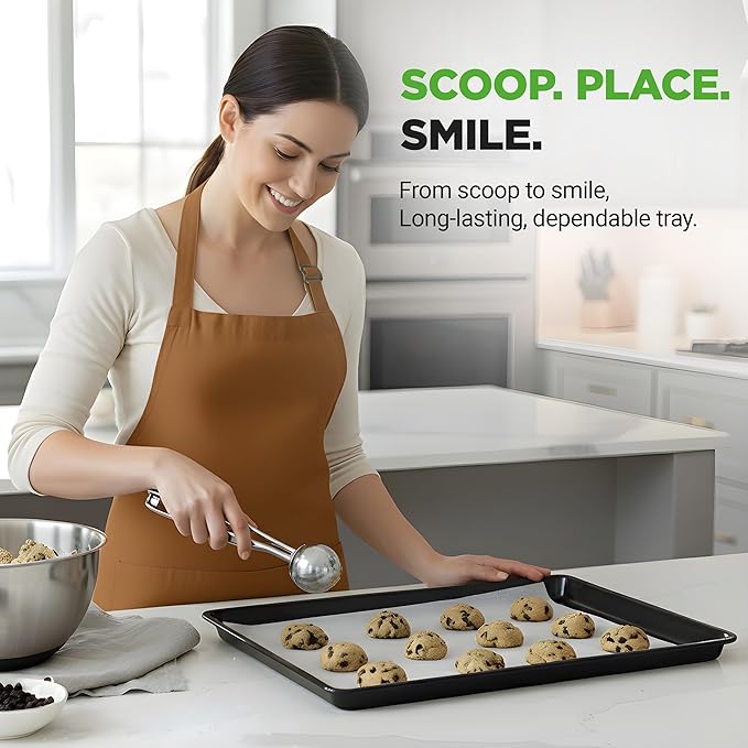 NutriChef Nonstick XL Cookie Sheet Baking Pan - Extra Large 22 Inch x 16 Inch with Raised Edges, Thick Carbon Steel Oven Baking Sheet for Jelly Rolls, Cookies, Cakes, & Pastries - Black