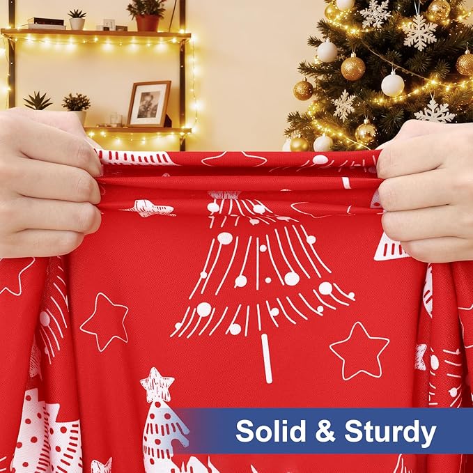 homing Rectangle Table Cloth Cover, Waterproof Polyester Elastic Fitted Tablecloth, Fits for 6 Foot Folding Tables, Washable Table Protector for Christmas, Holiday, Party (Christmas Tree, 30" x 72")