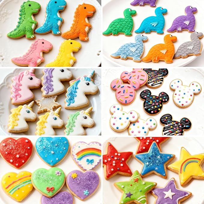 Stainless Steel Cookie Cutters, Mickey Unicorn Dinosaur Heart Star Cookie Cutters, Metal Biscuit Cutter Molds for Baking or Valentine's Day Christmas Holiday Party Decorations