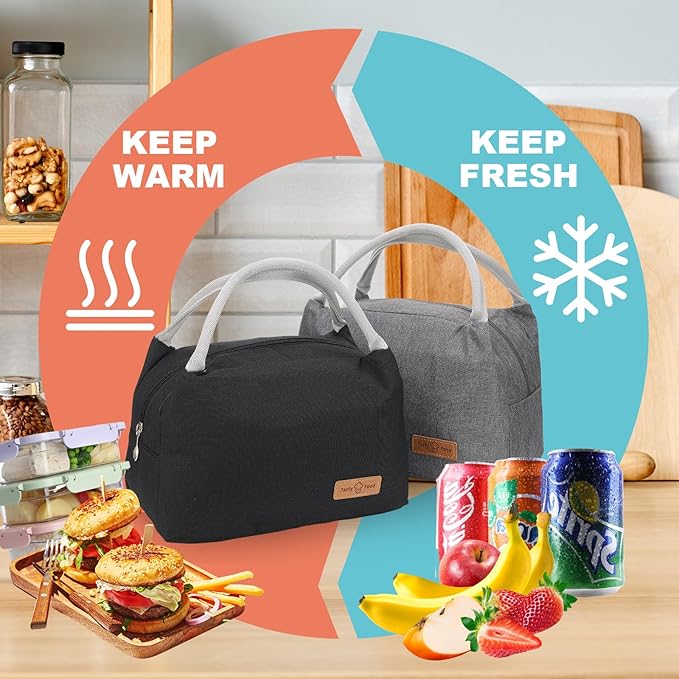 Silkfly Insulated Lunch Bag Bulk Reusable Thermal Leakproof Tote Cooler Lunch Bag for Women Men Work Picnic Office Travel, 5 Colors(10 Pcs)