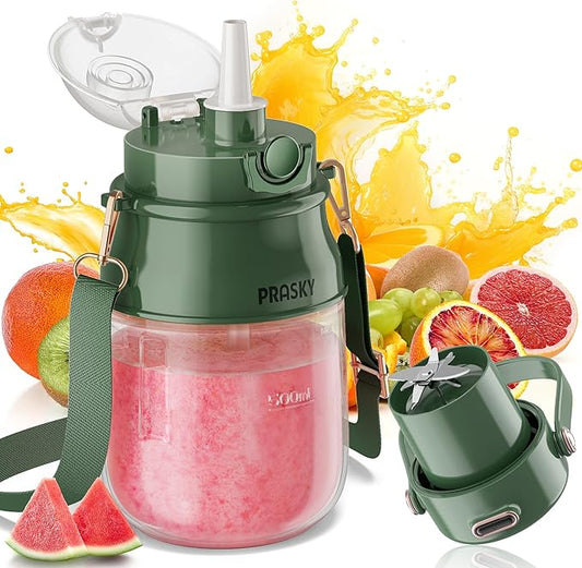 Portable Blender, Personal Blenders for Shakes and Smoothies with 27oz Cup, Lid and Shoulder Strap, Type-C USB Rechargeable, BPA-Free for Gym/Travel/Kitchen (Green)